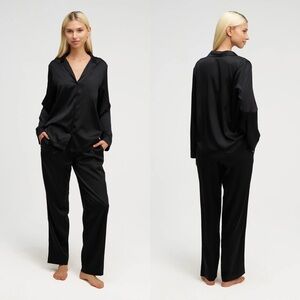 Dore & Rose Black Long Premium Silk PJ Set